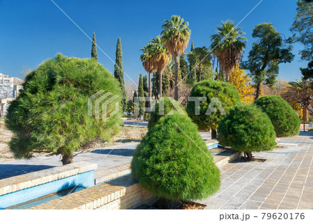 Entrance area of botanical Eram garden, Shiraz, Central Iran. Built in the Qajar era. The garden was modified, restored or stylistically changed for over 150 years. Entrance area of botanical Eram garden, Shiraz, Central Iran. Built in the Qajar era. The garden was modified, restored or stylistically changed for over 150 years. 79620176