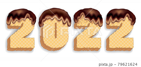 New year figures from waffle cakes. Vector drawing 79621624