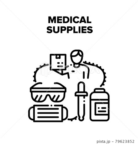 Medical Supplies Vector Concept Black Illustration 79623852