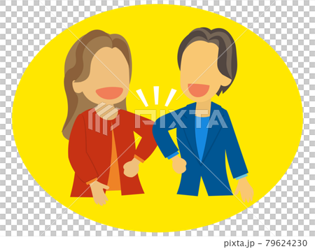 兩個女人用手肘碰觸打招呼_生動 79624230