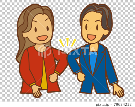 肘タッチで挨拶する女性二人 79624232