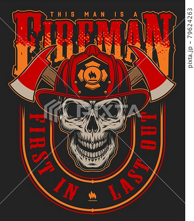 Vintage fireman colorful print 79624263