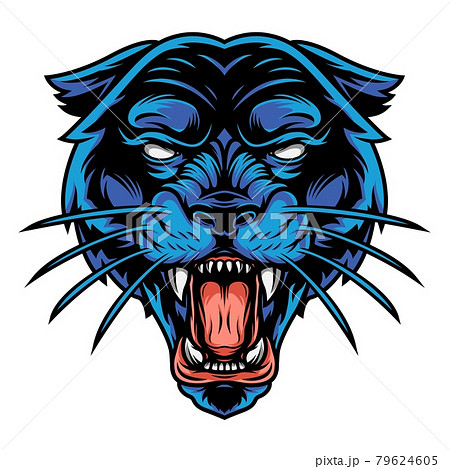 Scary angry black panther head 79624605