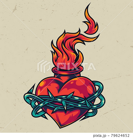 Vintage fiery heart colorful template Vintage fiery heart colorful template 79624652