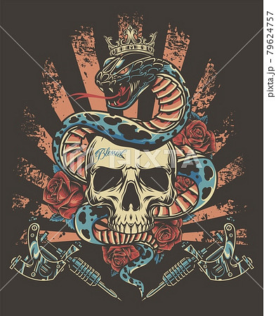 Colorful tattoo vintage template 79624757