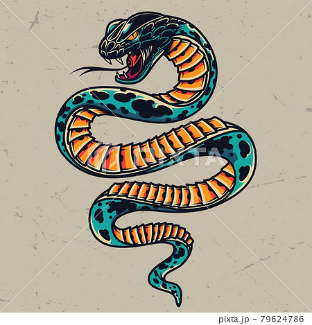 Poisonous Snake Colorful Tattoo Conceptのイラスト素材