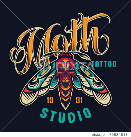 Vintage tattoo studio colorful logotype Vintage tattoo studio colorful logotype 79624813