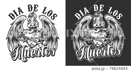 Dia De Los Muertos monochrome label Dia De Los Muertos monochrome label 79624893