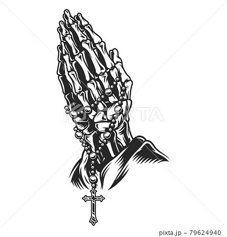 Vintage Skeleton Praying Hands Conceptのイラスト素材