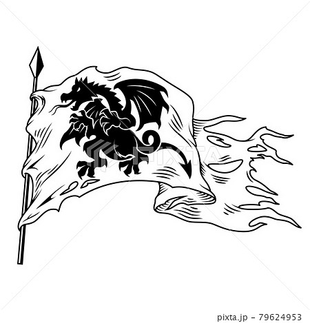 Monochrome flag with dragon 79624953