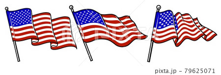 Set of waving USA flags. Set of waving USA flags. 79625071