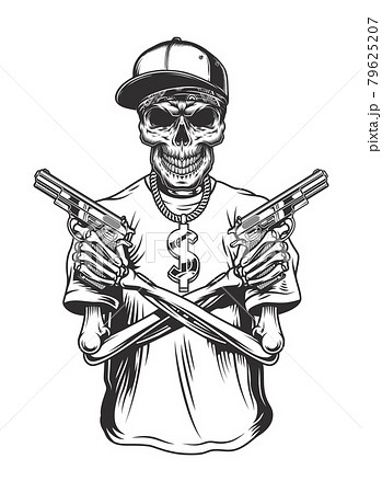 Skeleton gangster with guns 79625207