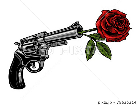 Gun With Roseのイラスト素材