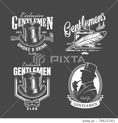Vintage monochrome gentleman club labels Vintage monochrome gentleman club labels 79625261