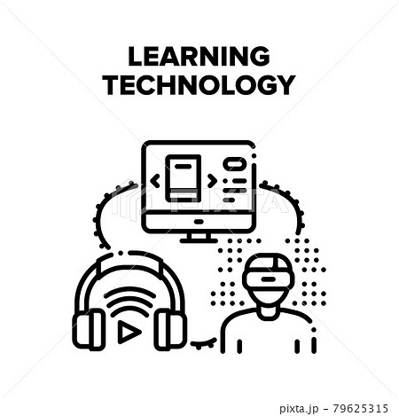 Online Learning Technology Vector Black Illustration Online Learning Technology Vector Black Illustration 79625315