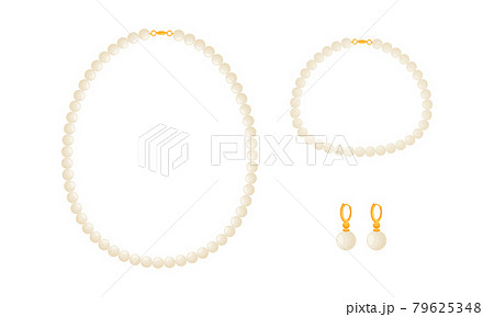 Pearl Necklace and Earrings as Jewellery or Jewelry Item and Personal Adornment Vector Set Pearl Necklace and Earrings as Jewellery or Jewelry Item and Personal Adornment Vector Set 79625348