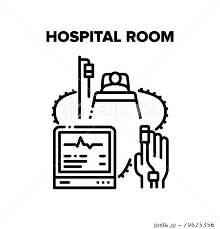 Hospital Room For Patient Vector Black Illustration 79625356