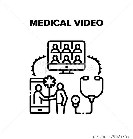 Medical Video Conference Vector Black Illustration Medical Video Conference Vector Black Illustration 79625357