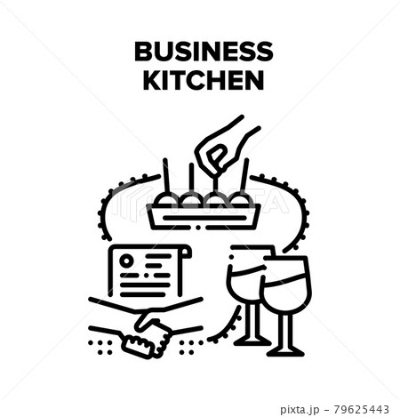 Business Kitchen Meeting Vector Black Illustration 79625443