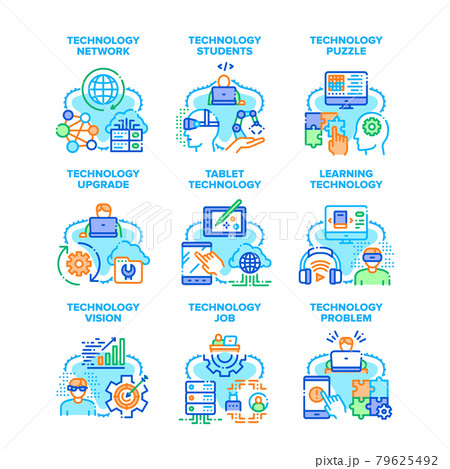 Technology Upgrade Set Icons Vector Illustrations 79625492