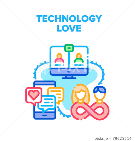 Technology Love Relation Vector Concept Color Technology Love Relation Vector Concept Color 79625514