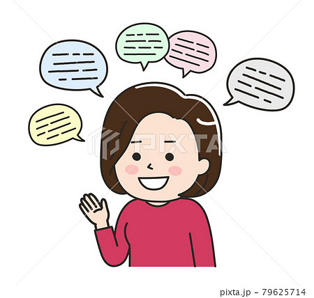 お喋りすぎる女性　イラスト素材 79625714