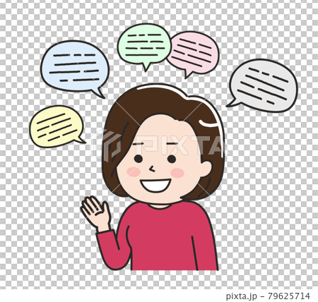 お喋りすぎる女性　イラスト素材 79625714