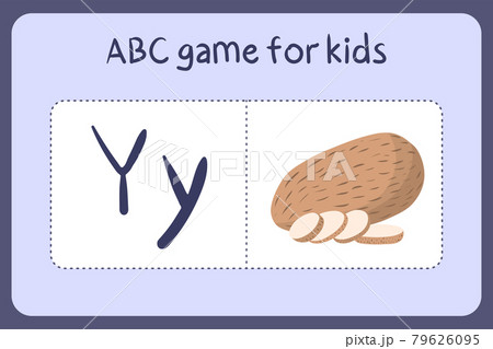 Kid alphabet mini games in cartoon style with letter Y - yam . 79626095