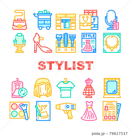 Stylist Accessory Collection Icons Set Vector Stylist Accessory Collection Icons Set Vector 79627537