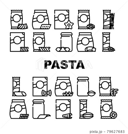 Pasta Food Package Collection Icons Set Vector 79627683