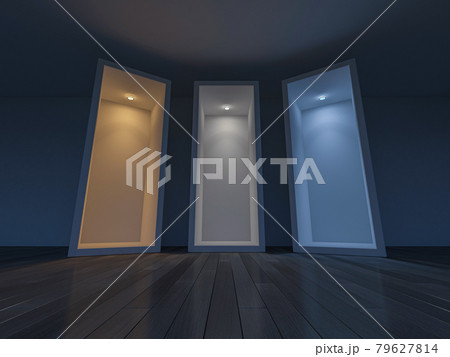3D rendering image of 3 boxes which different light effect. 3D rendering image of 3 boxes which different light effect. 79627814