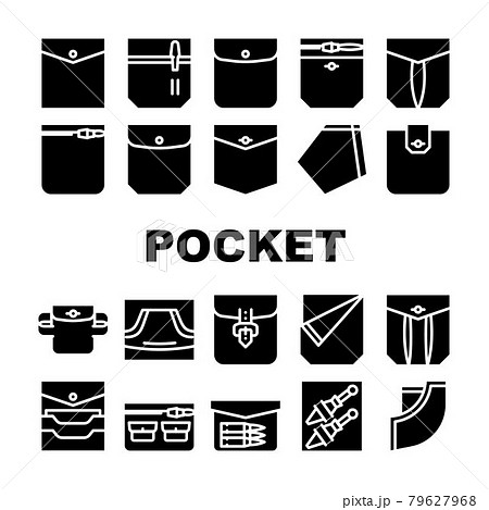 Patch Pocket Clothes Collection Icons Set Vector 79627968
