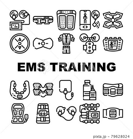 Ems Training Device Collection Icons Set Vector 79628024