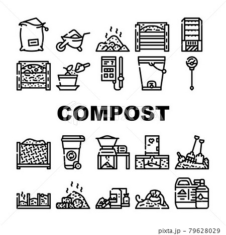 Compost Production Collection Icons Set Vector Compost Production Collection Icons Set Vector 79628029