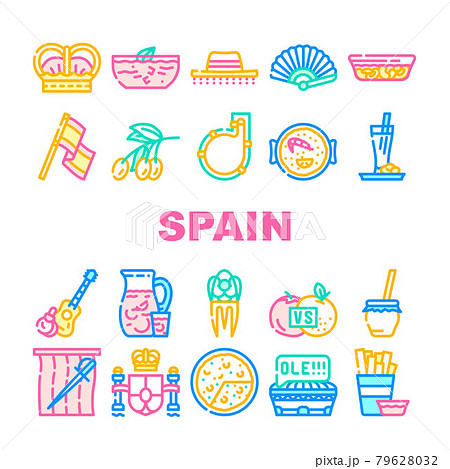 Spain Nation Heritage Collection Icons Set Vector Spain Nation Heritage Collection Icons Set Vector 79628032