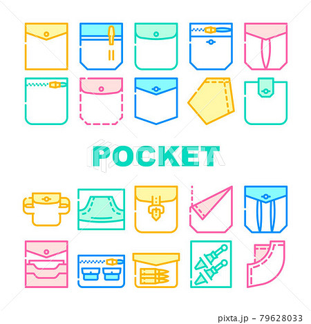Patch Pocket Clothes Collection Icons Set Vector Patch Pocket Clothes Collection Icons Set Vector 79628033