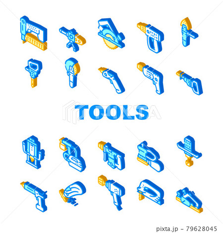 Tools For Building Collection Icons Set Vector 79628045
