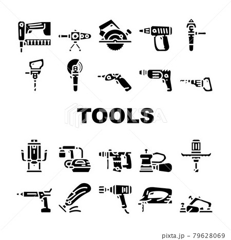 Tools For Building Collection Icons Set Vector 79628069