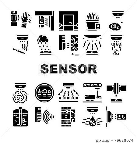 Sensor Electronic Tool Collection Icons Set Vector 79628074