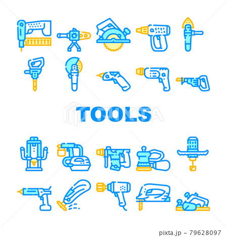 Tools For Building Collection Icons Set Vector 79628097