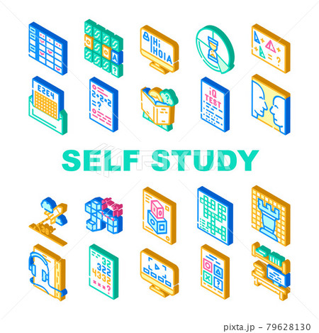 Self Study Lessons Collection Icons Set Vector 79628130