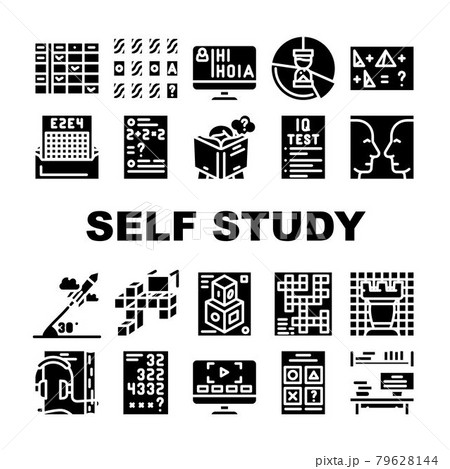 Self Study Lessons Collection Icons Set Vector 79628144