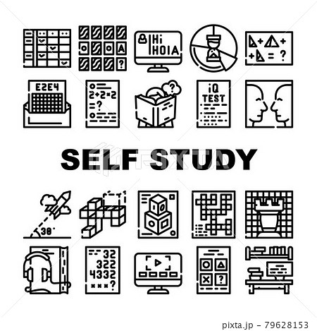 Self Study Lessons Collection Icons Set Vector 79628153