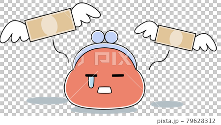 飛んでいくお札と悲しむお財布ちゃん 飛んでいくお札と悲しむお財布ちゃん 79628312