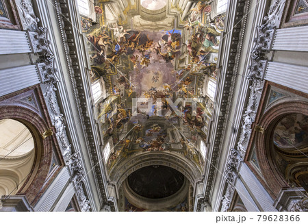 Frescoes of Andrea Pozzo on sant Ignazio church ceilings, Rome, Ital Frescoes of Andrea Pozzo on sant Ignazio church ceilings, Rome, Ital 79628366