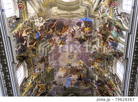 Frescoes of Andrea Pozzo on sant Ignazio church ceilings, Rome, Ital Frescoes of Andrea Pozzo on sant Ignazio church ceilings, Rome, Ital 79628367