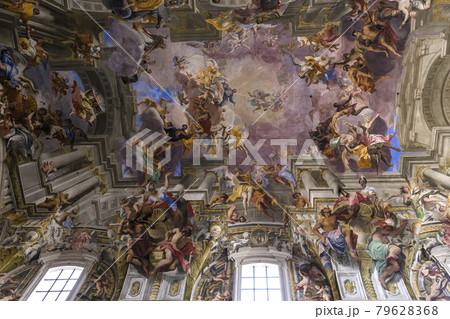 Frescoes of Andrea Pozzo on sant  Ignazio church ceilings, Rome, Ital 79628368