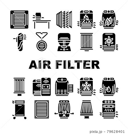 Air Filter Accessory Collection Icons Set Vector Air Filter Accessory Collection Icons Set Vector 79628401