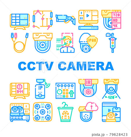 Cctv Camera Security Collection Icons Set Vector 79628423
