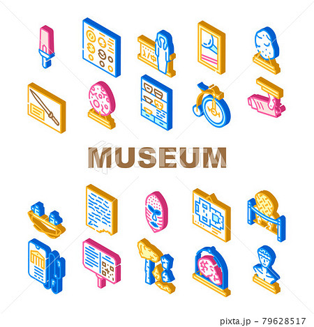 Museum Exhibits And Excursion Icons Set Vector Museum Exhibits And Excursion Icons Set Vector 79628517